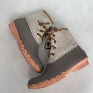 SPERRY Saltwater Duck Waterproof Rain Snow Boot Linen Rose Big Girls Size 3M 3